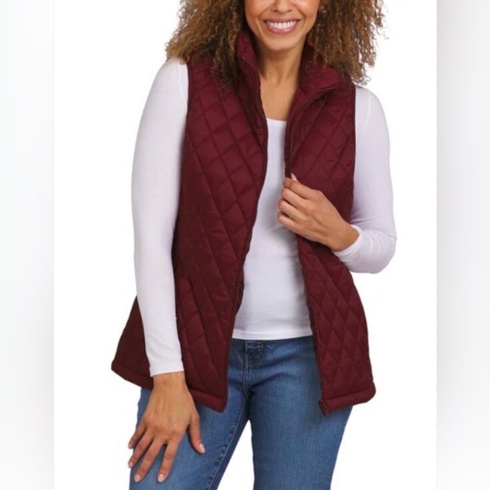 Lands' End Women's Quilted Vest - Burgundy NWT